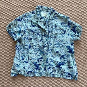 Maeve by Anthropologie Button Down Short Sleeve Printed Shirt